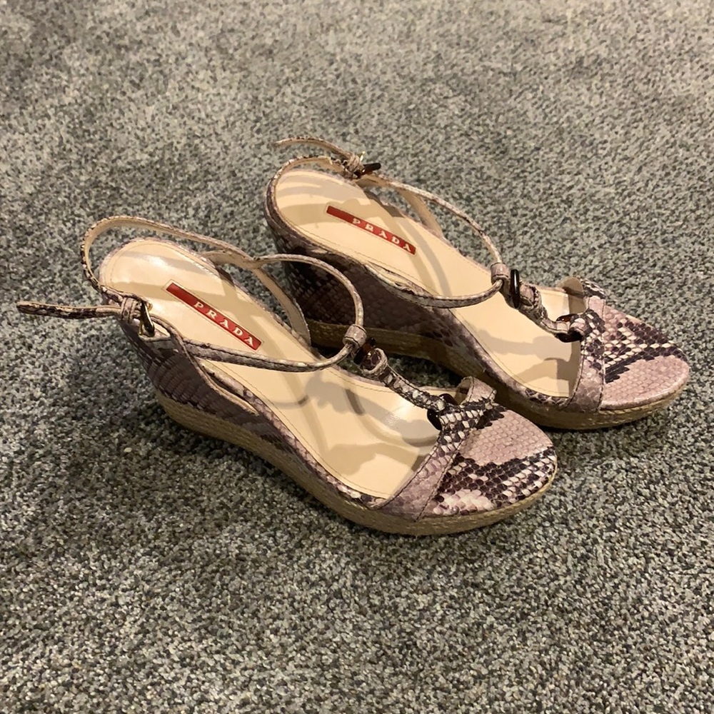 Prada snakeskin wedges